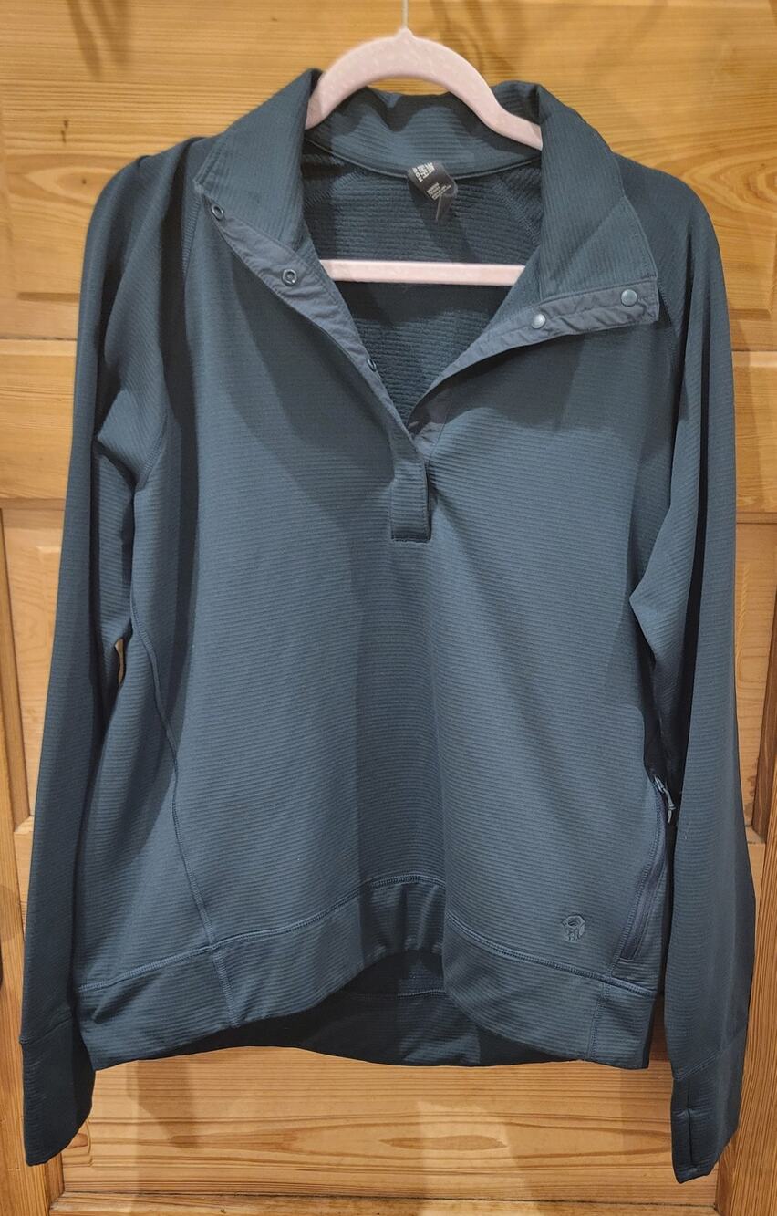 Mountain Hardwear Grid Fleece Quarter Snap Pullover Womens XL Green
